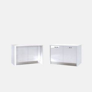 Ilha de cozinha GILDA ICE 120cm branco e branco brilhante