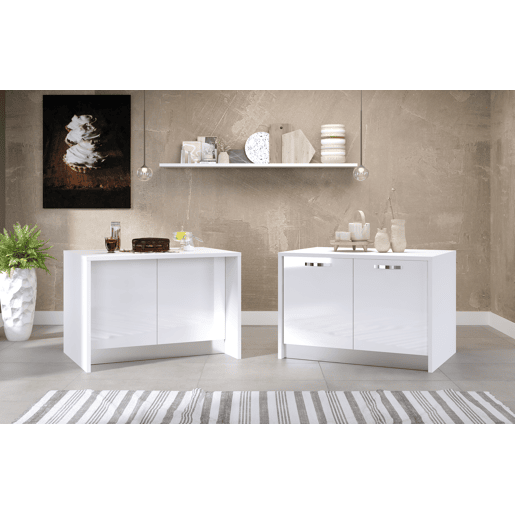 Ilha de cozinha GILDA ICE 120cm branco e branco brilhante