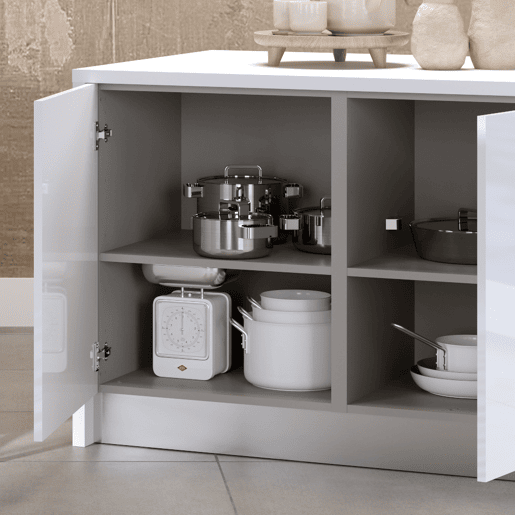 Ilha de cozinha GILDA ICE 120cm branco e branco brilhante