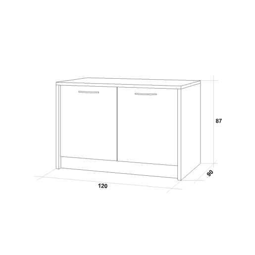 Ilha de cozinha GILDA ICE 120cm branco e branco brilhante