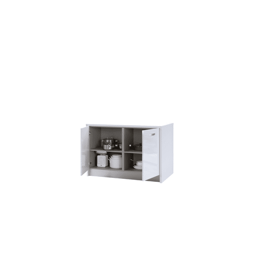 Ilha de cozinha GILDA ICE 120cm branco e branco brilhante