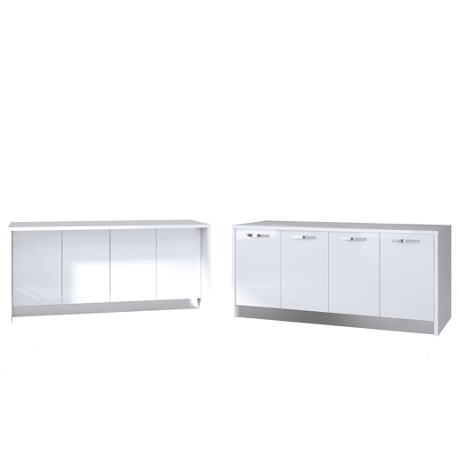 Ilha de cozinha GILDA ICE 180cm branco e branco brilhante