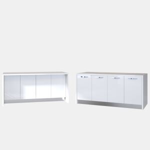 Ilha de cozinha GILDA ICE 180cm branco e branco brilhante