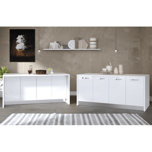 Ilha de cozinha GILDA ICE 180cm branco e branco brilhante