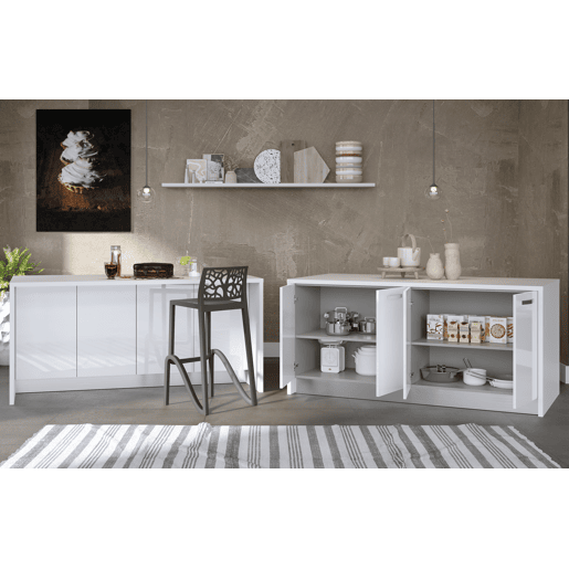 Ilha de cozinha GILDA ICE 180cm branco e branco brilhante