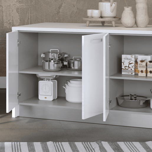 Ilha de cozinha GILDA ICE 180cm branco e branco brilhante
