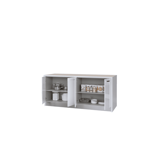 Ilha de cozinha GILDA ICE 180cm branco e branco brilhante
