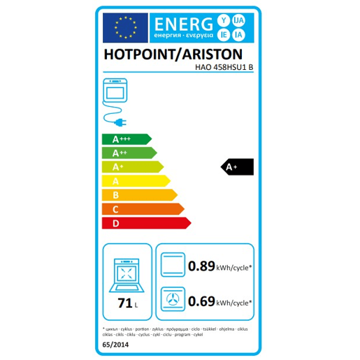 Forno elétrico HOTPOINT HAO458HSU1B multifunções 71 litros