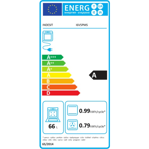 Fogão INDESIT I6V5PMS vitrocerâmica 60cm e forno 66 litros