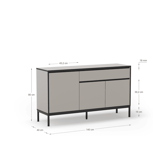 Aparador LORENZA 3 portas creme e preto
