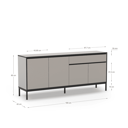 Aparador LORENZA 4 portas creme e preto