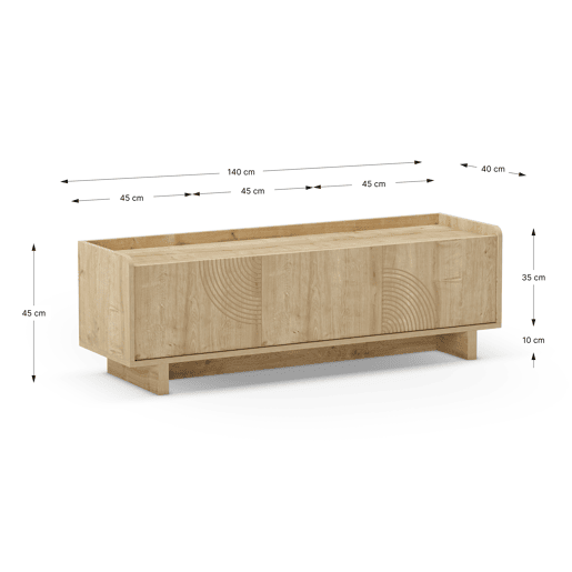 Móvel de TV DAIRA 3 portas 140cm carvalho