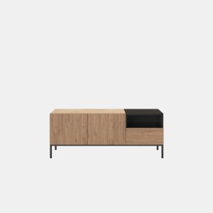 Móvel de TV LIAN 140cm 3 portas carvalho e preto