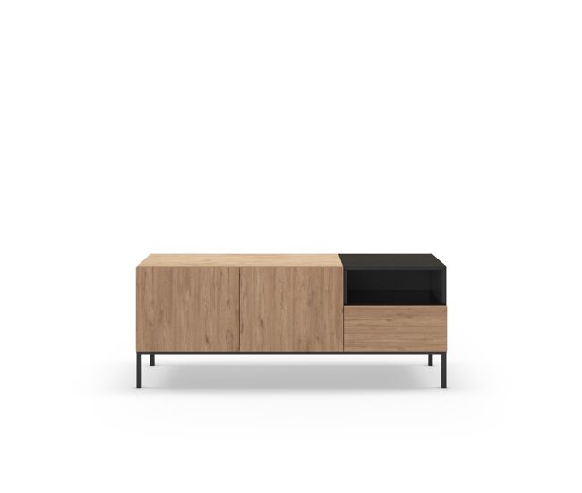 Mueble tv 140cm 3 puertas roble y negro LIAN