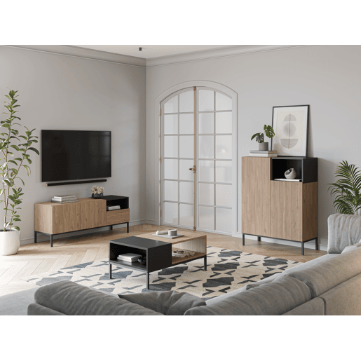 Móvel de TV LIAN 140cm 3 portas carvalho e preto