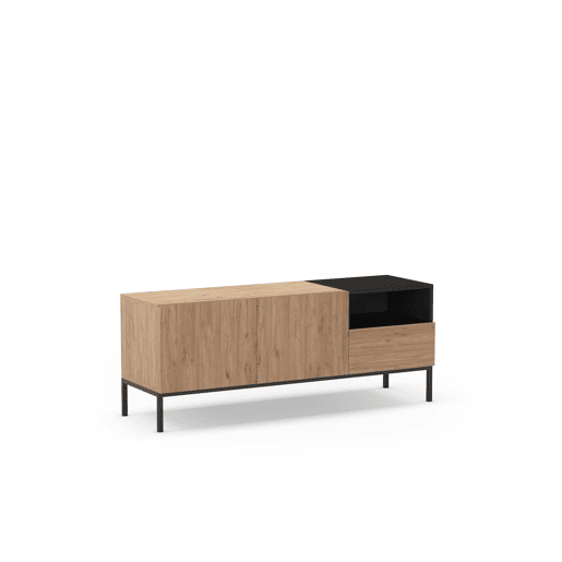 Móvel de TV LIAN 140cm 3 portas carvalho e preto
