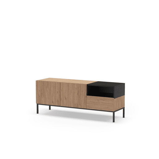 Móvel de TV LIAN 140cm 3 portas carvalho e preto