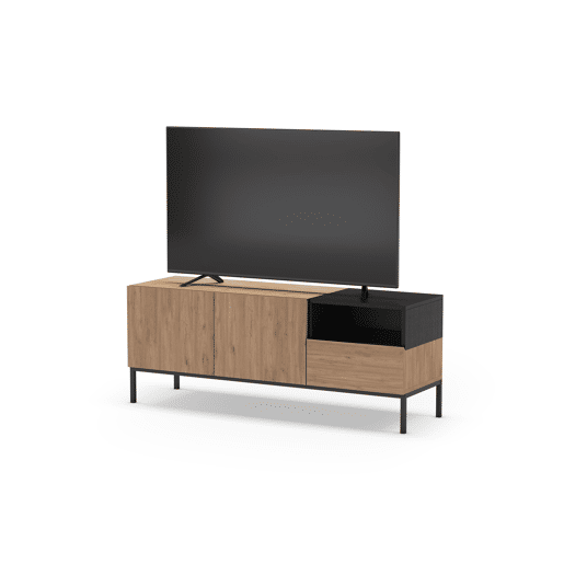 Móvel de TV LIAN 140cm 3 portas carvalho e preto