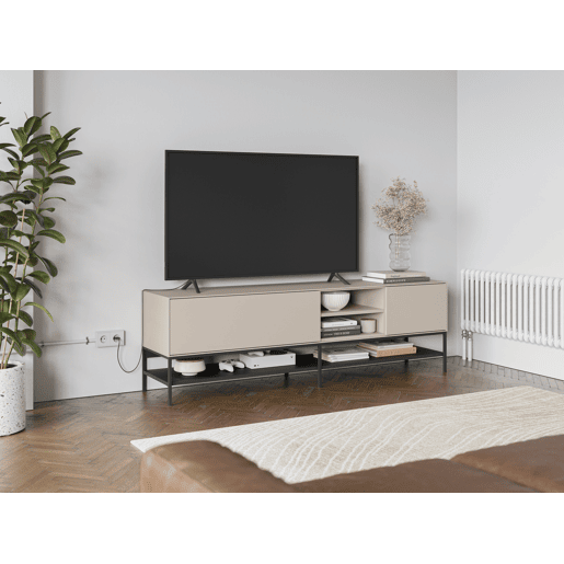 Móvel de TV MICAL 180cm 2 portas creme e preto