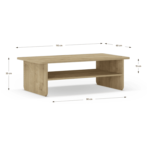 Mesa de centro DAIRA fixa cor carvalho