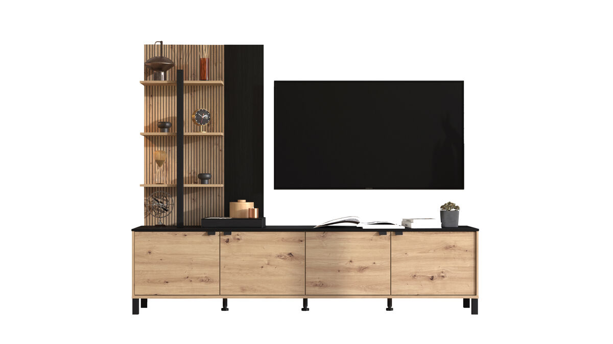 Compacto tv 208 cm negro y roble BELGRADO