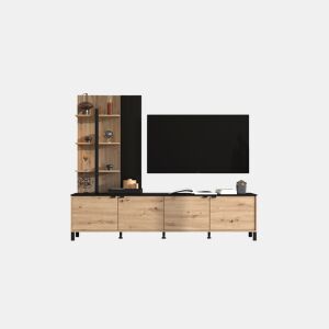 Compacto de TV BELGRADO 208cm preto e carvalho