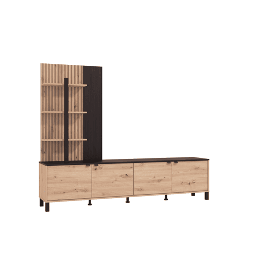 Compacto de TV BELGRADO 208cm preto e carvalho Compacto de TV BELGRADO 208cm preto e carvalho