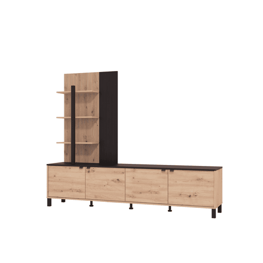 Compacto de TV BELGRADO 208cm preto e carvalho Compacto de TV BELGRADO 208cm preto e carvalho