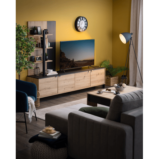 Compacto de TV BELGRADO 208cm preto e carvalho