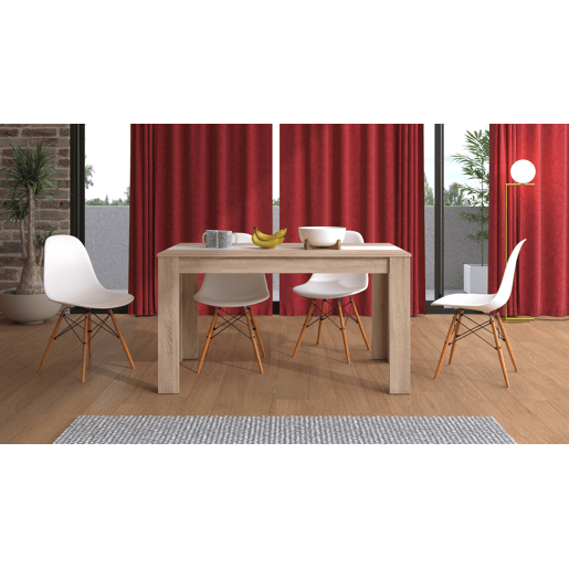 Mesa de jantar fixa NICO carvalho e branco Mesa de jantar fixa NICO carvalho e branco