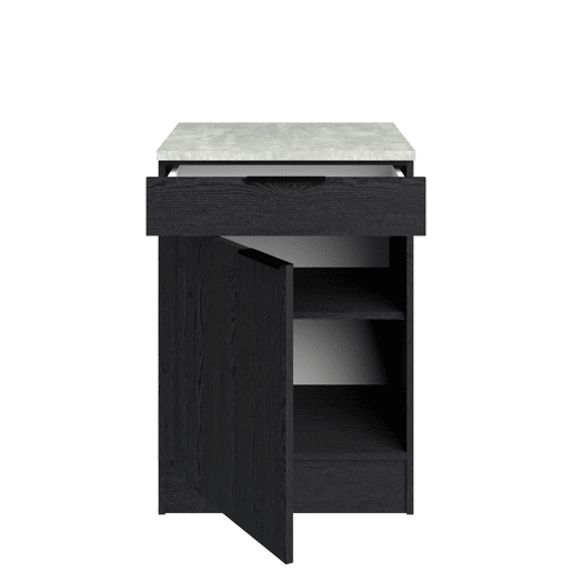 Módulo baixo ANNA 60 cm com 1 porta e 1 gaveta, preto