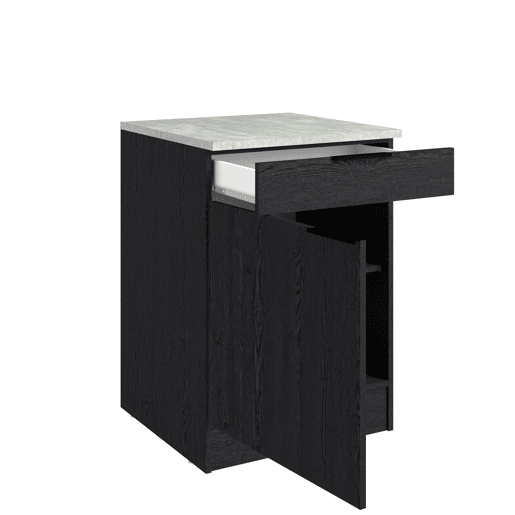 Módulo baixo ANNA 60 cm com 1 porta e 1 gaveta, preto