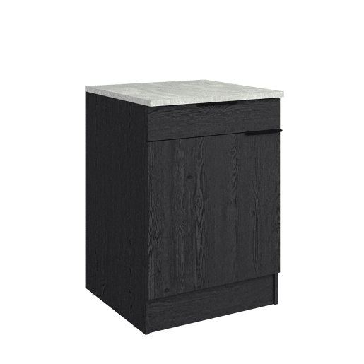 Módulo baixo ANNA 60 cm com 1 porta e 1 gaveta, preto