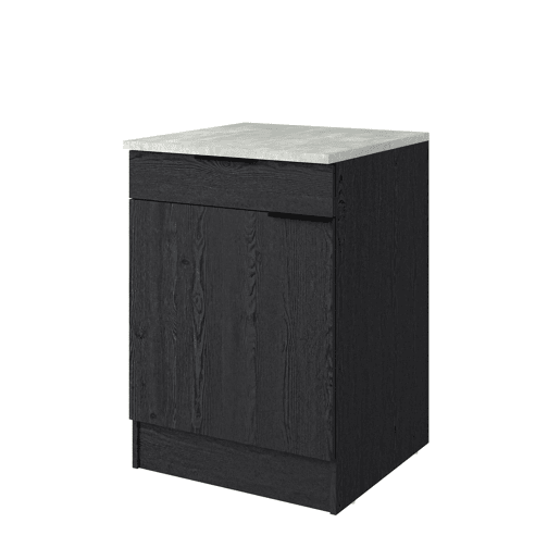 Módulo baixo ANNA 60 cm com 1 porta e 1 gaveta, preto