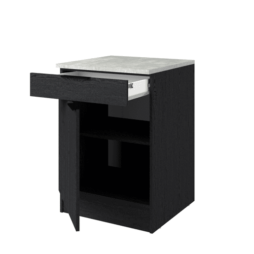 Módulo baixo ANNA 60 cm com 1 porta e 1 gaveta, preto