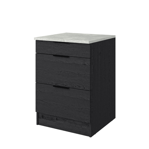 Módulo baixo ANNA 60cm com 3 gavetas cor preto