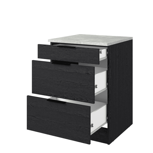 Módulo baixo ANNA 60cm com 3 gavetas cor preto