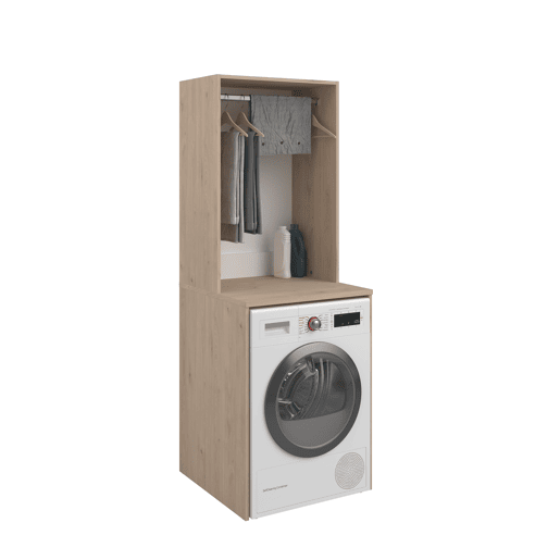 Módulo alto NEXO 65 cm para máquina de lavar, carvalho e branco