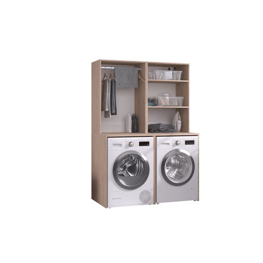 Módulo alto NEXO 65 cm para máquina de lavar, carvalho e branco