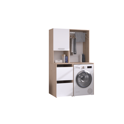 Módulo alto NEXO 65 cm para máquina de lavar, carvalho e branco