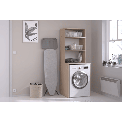Módulo alto NEXO 65cm para máquina de lavar roupa carvalho e branco