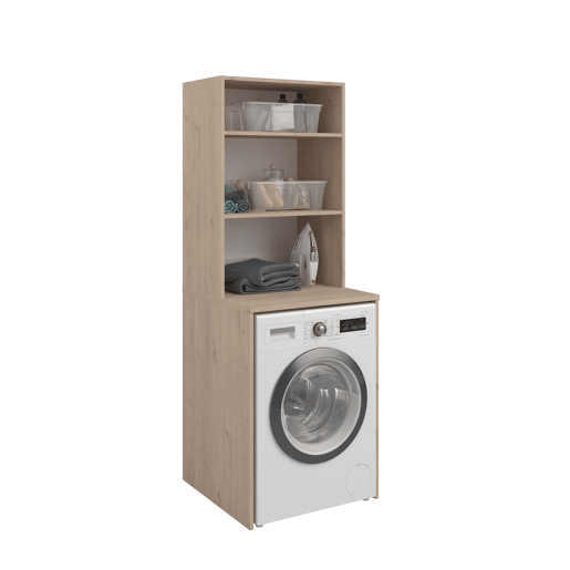 Módulo alto NEXO 65cm para máquina de lavar roupa carvalho e branco