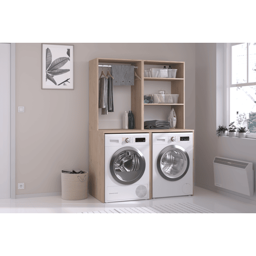 Módulo alto NEXO 65cm para máquina de lavar roupa carvalho e branco