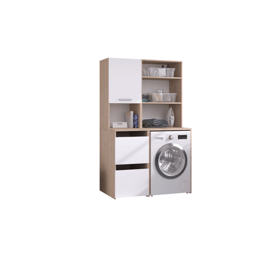 Módulo alto NEXO 65cm para máquina de lavar roupa carvalho e branco