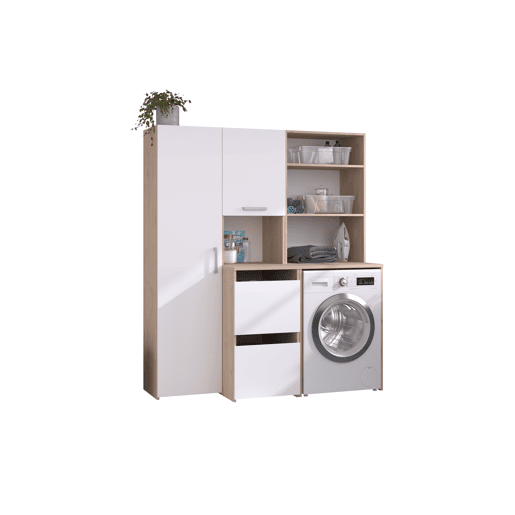 Módulo alto NEXO 65cm para máquina de lavar roupa carvalho e branco