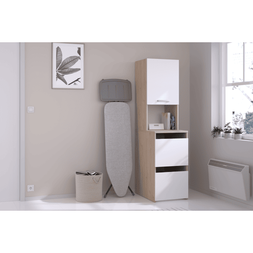 Módulo alto NEXO 43 cm com 3 portas, carvalho e branco
