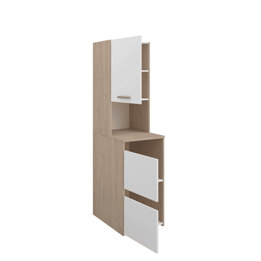 Módulo alto NEXO 43 cm com 3 portas, carvalho e branco