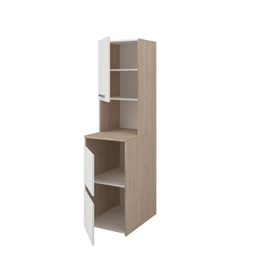 Módulo alto NEXO 43 cm com 3 portas, carvalho e branco