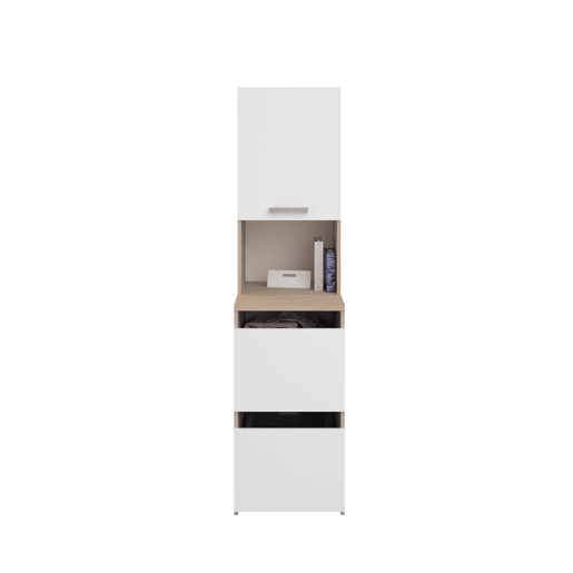Módulo alto NEXO 43 cm com 3 portas, carvalho e branco