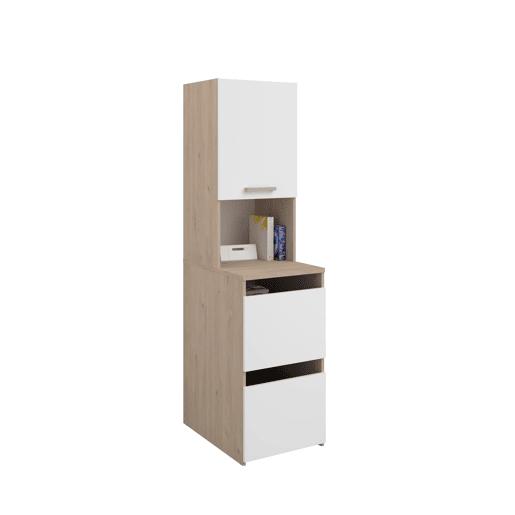 Módulo alto NEXO 43 cm com 3 portas, carvalho e branco